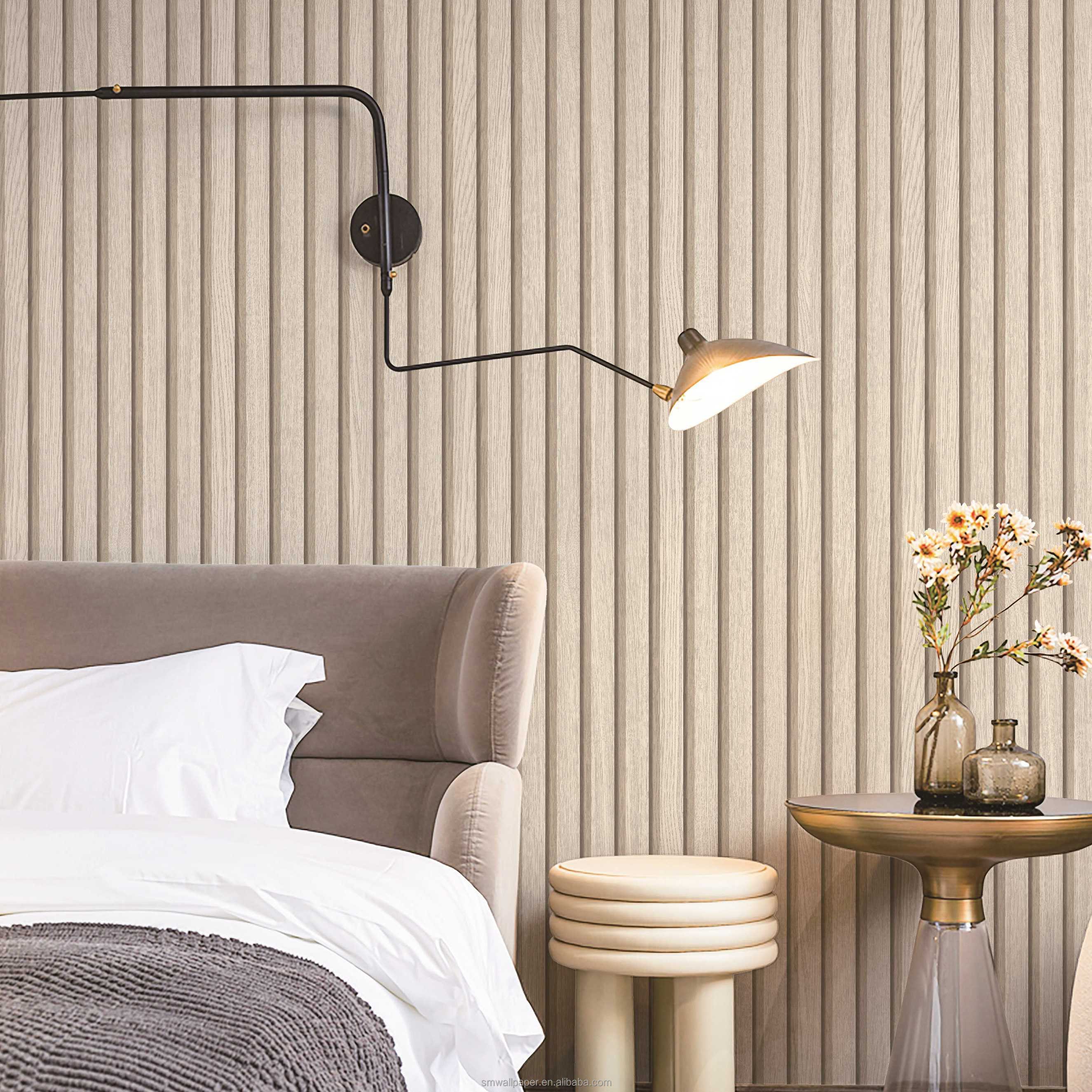 3D Wallpaper Rolls WPC Wall Interior Easy Install Wooden Wallpaper Wood grain wallpaper for Home Decoration