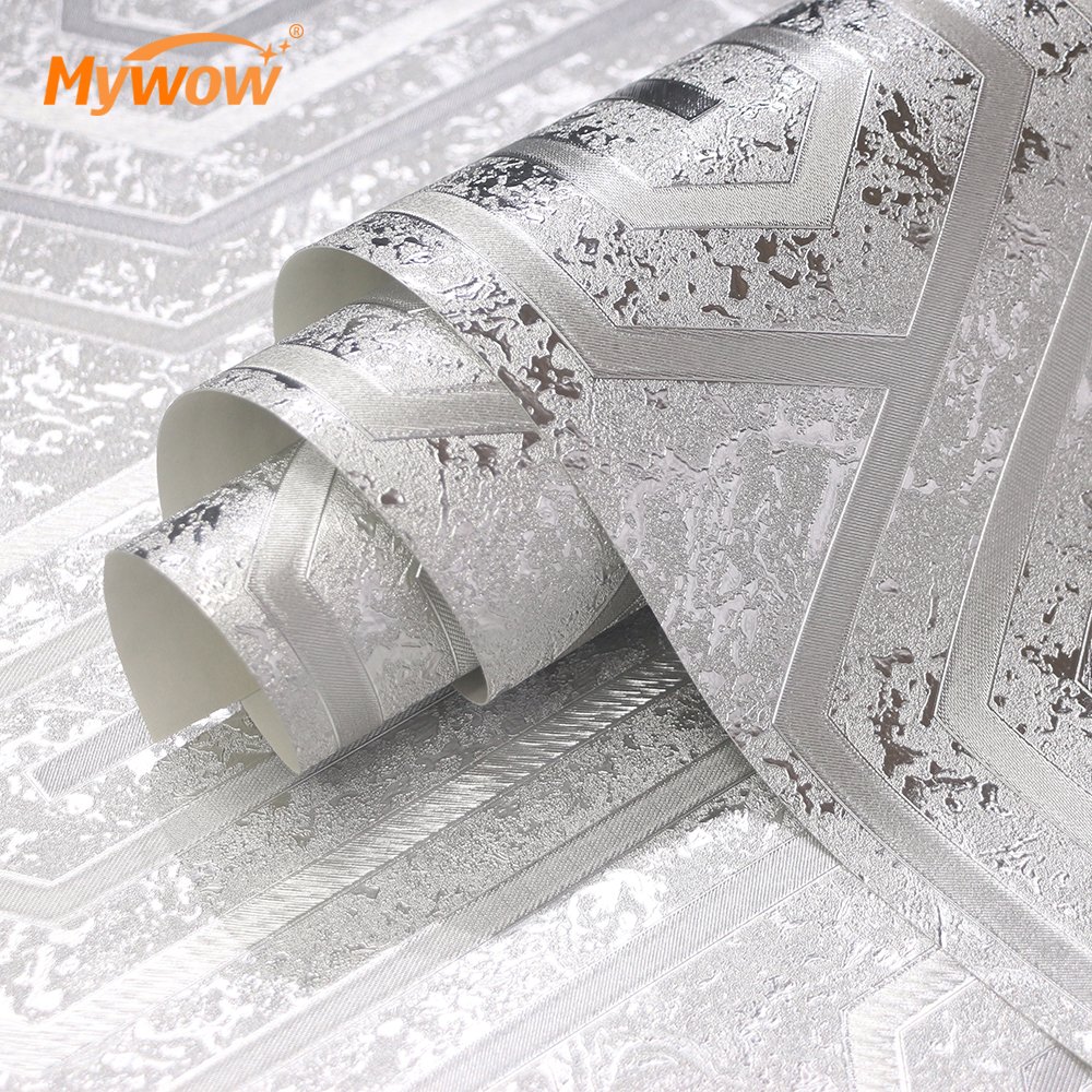 2024 Guangzhou Factory Abstract Geometric Modern Metallic Wallpaper