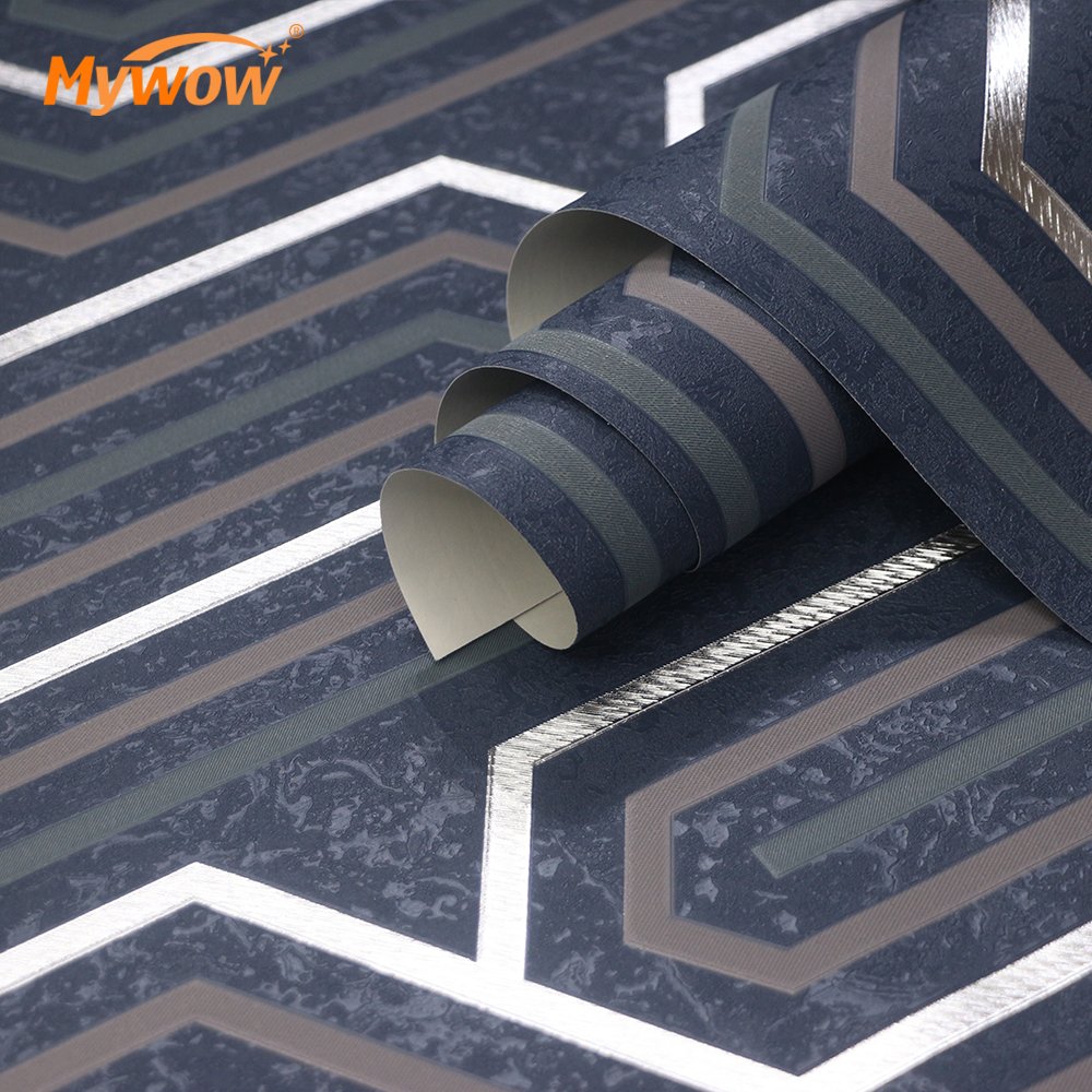 2024 Guangzhou Factory Abstract Geometric Modern Metallic Wallpaper