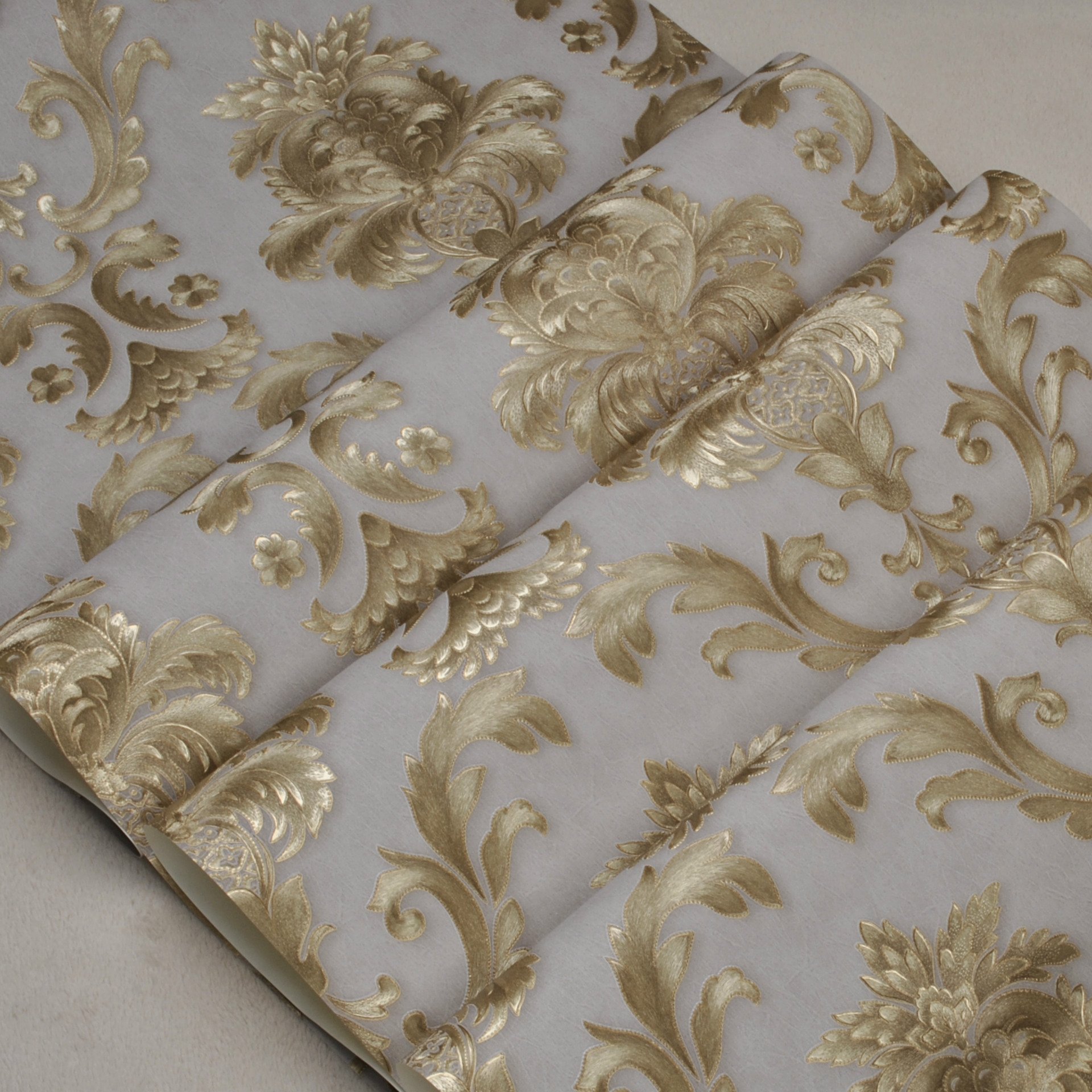 European carved embossed wallpaper golden Damascus vertical bar wallpaper