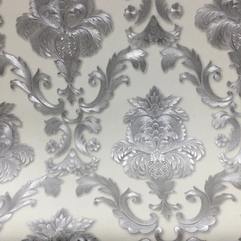 European carved embossed wallpaper golden Damascus vertical bar wallpaper