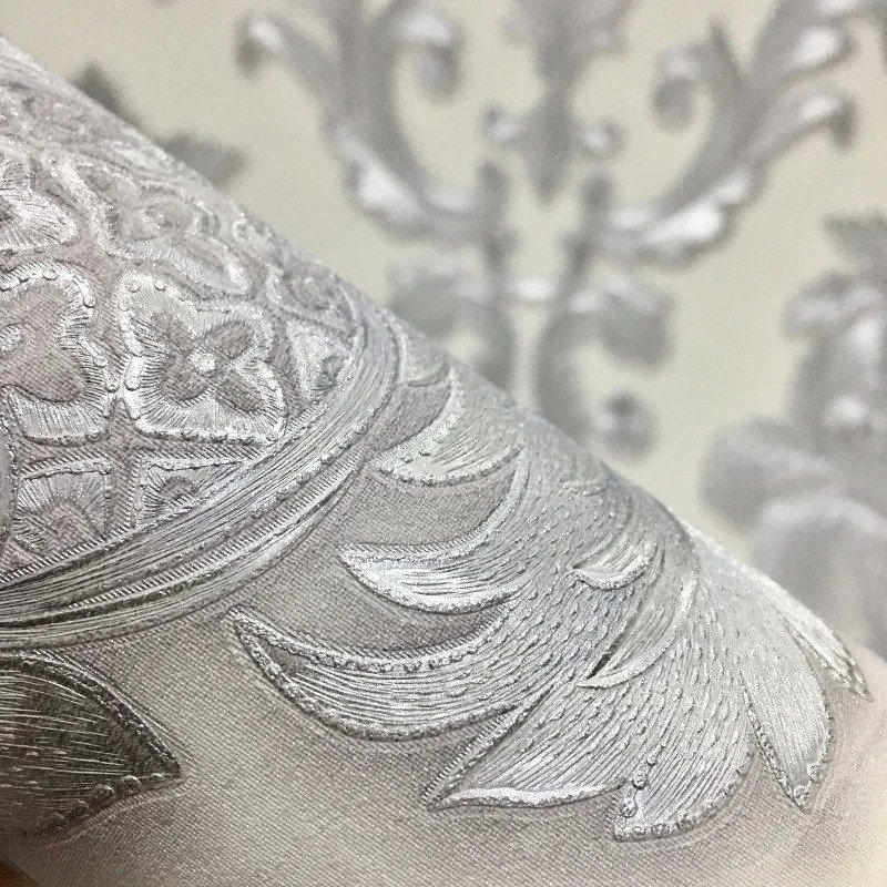 European carved embossed wallpaper golden Damascus vertical bar wallpaper