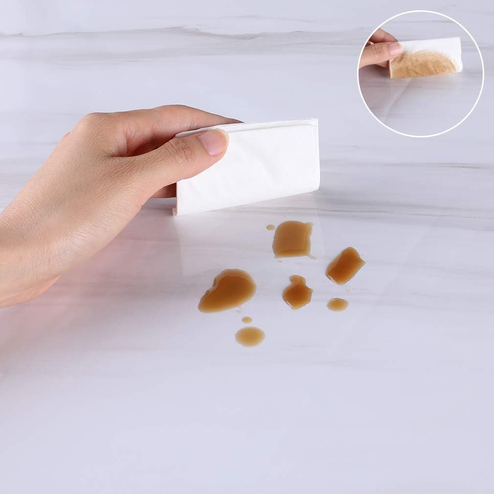 3D Glossy Marble Stickers For Kitchen Countertop PVC Self Adhesive Wallpaper Waterproof Removable Easy To Clean