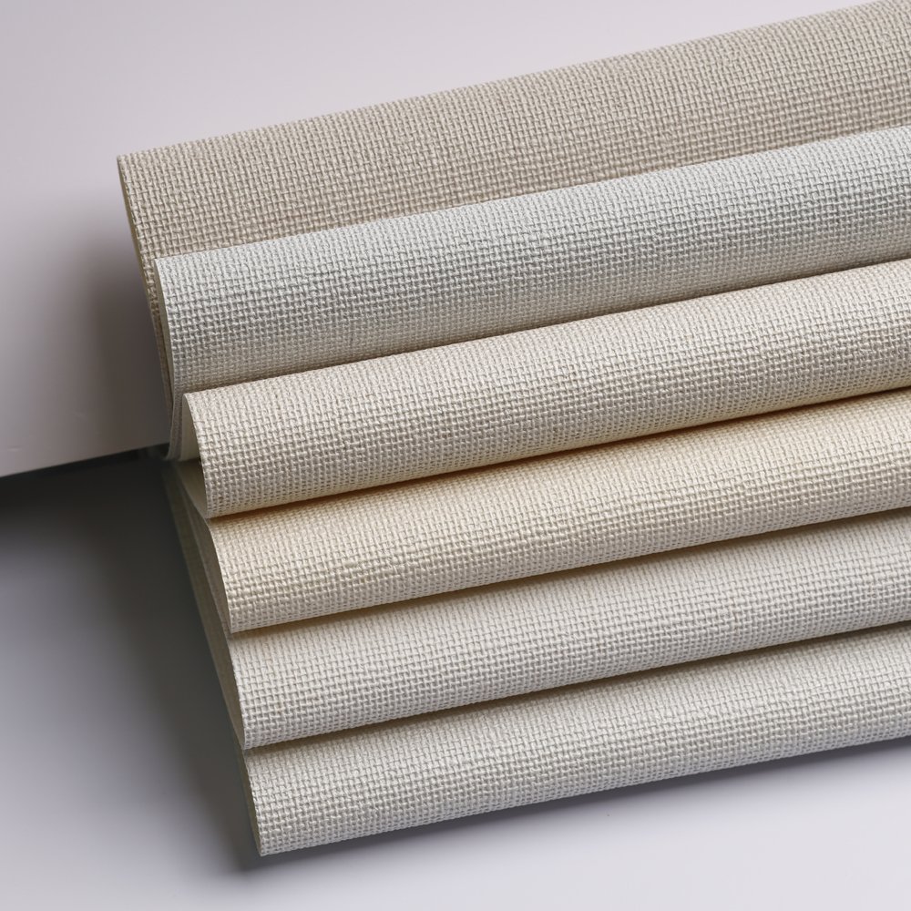 High Click High Quality Fireproof PVC Commercial Project interior design Woven Fabric Wallpaper Hotel Luxury Vinyl Wall Covering