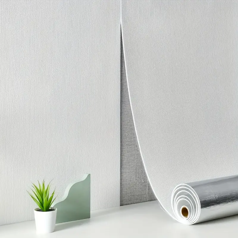 Self-Adhesive Foam Wallpaper Modern Linen Texture Peel & Stick Thickened Wallpaper Roll For Furniture Makeover & Home Decor