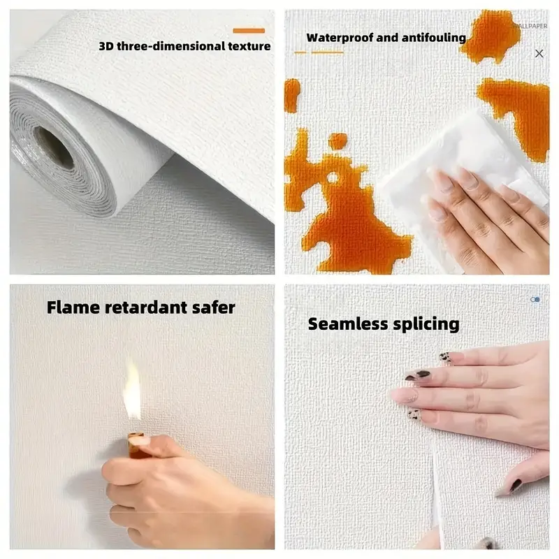 Self-Adhesive Foam Wallpaper Modern Linen Texture Peel & Stick Thickened Wallpaper Roll For Furniture Makeover & Home Decor