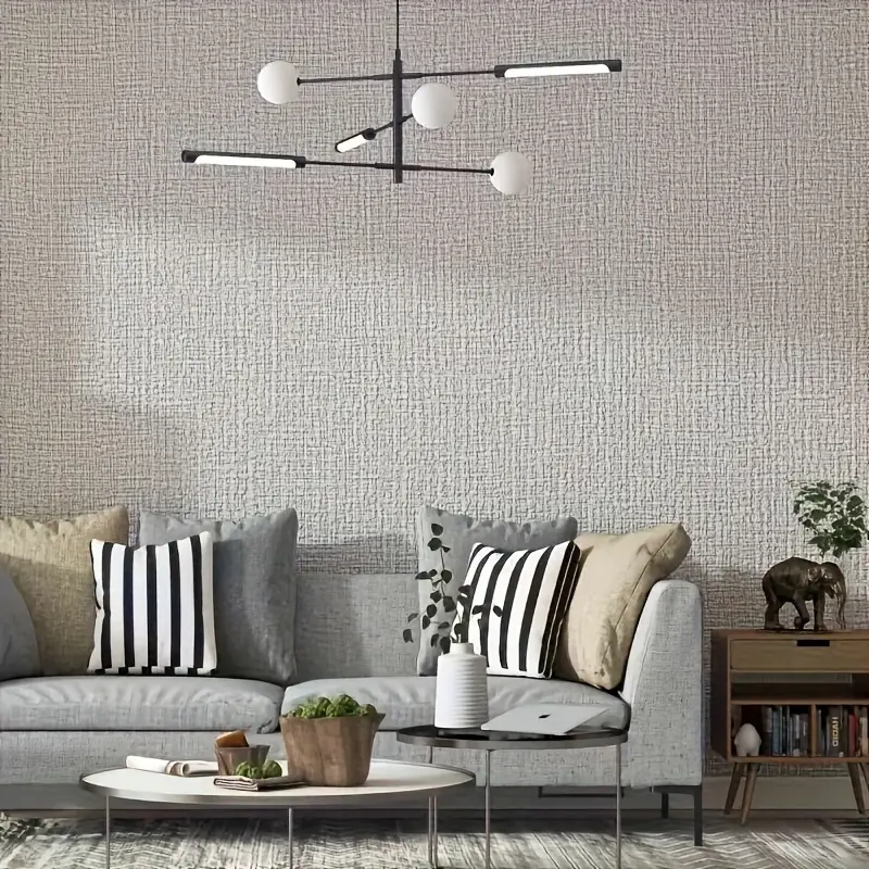 Self-Adhesive Foam Wallpaper Modern Linen Texture Peel & Stick Thickened Wallpaper Roll For Furniture Makeover & Home Decor