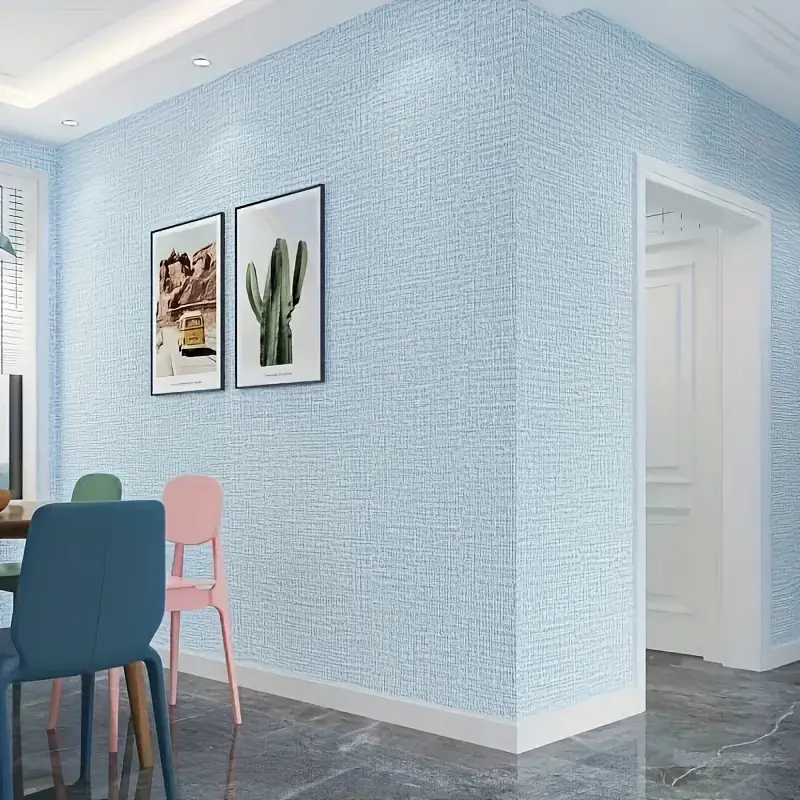 Self-Adhesive Foam Wallpaper Modern Linen Texture Peel & Stick Thickened Wallpaper Roll For Furniture Makeover & Home Decor