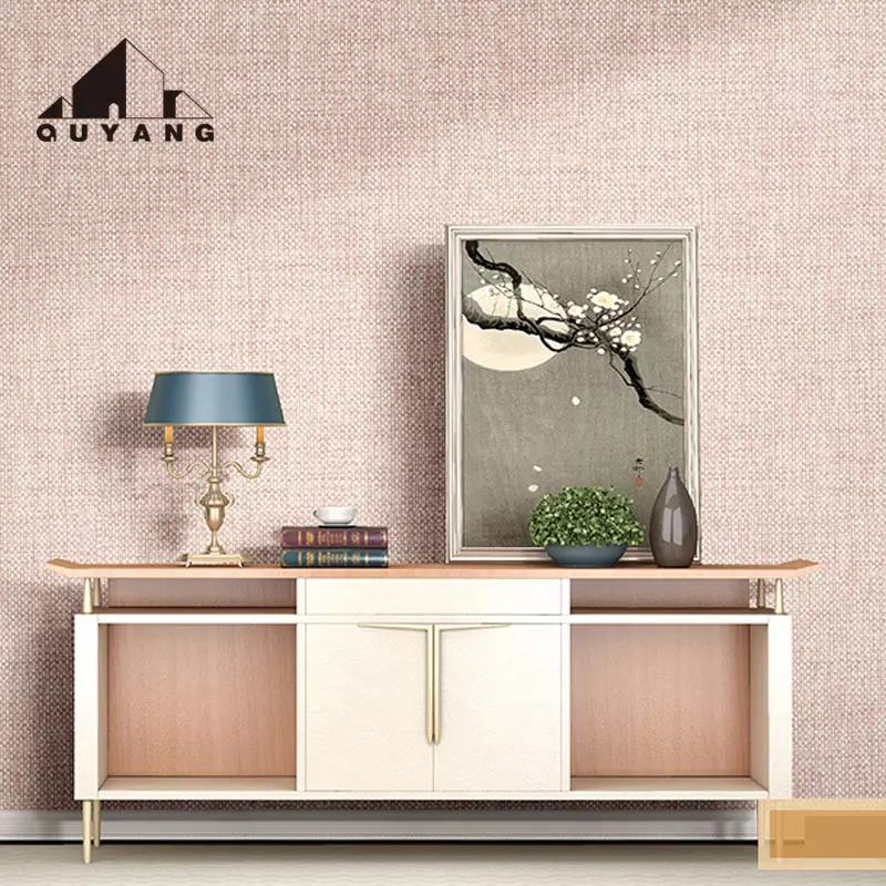 QUYANG European Style Modern Home Decor Self Adhesive Wall Cloth Living Room Bedroom Waterproof Embossed Pvc Wallpaper