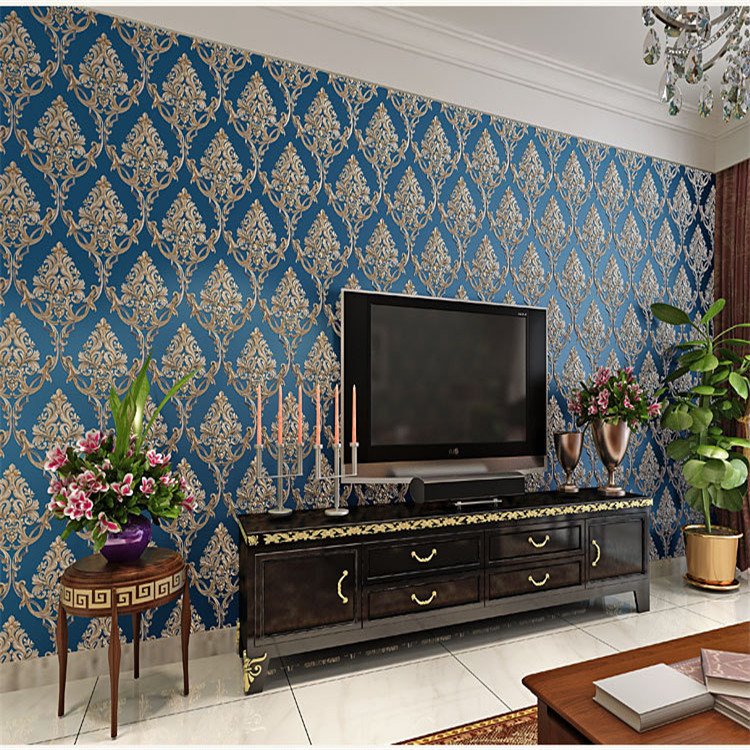 3D embossing wallpaper home decoration hotel Luxury damascus wall paper roll size 3d Damascus wallpaper