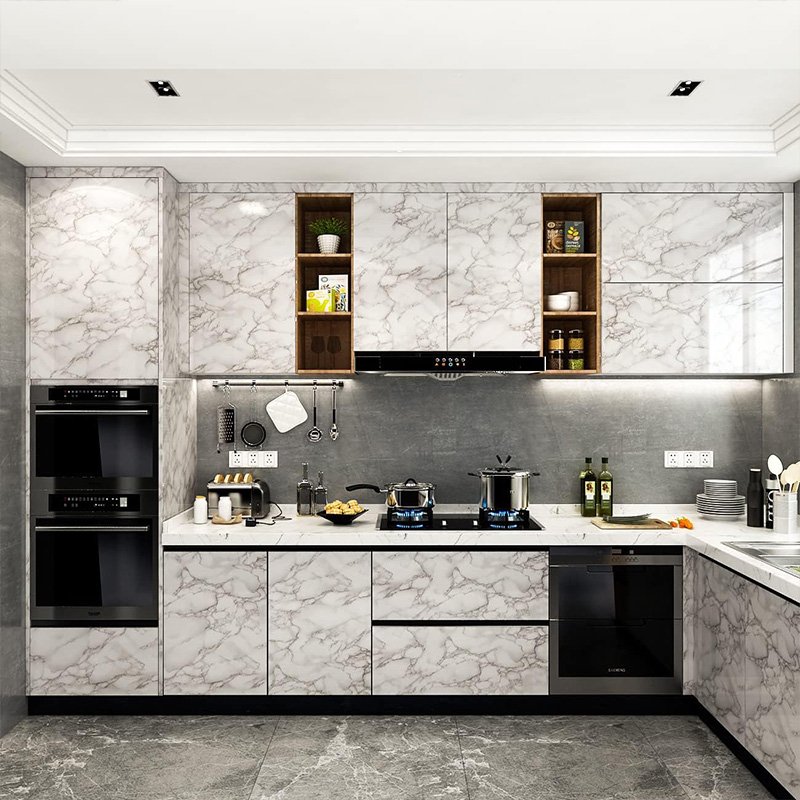 Removable 3D marble sticker self adhesive wall contact paper waterproof peel and stick countertop wallpaper roll for kitchen