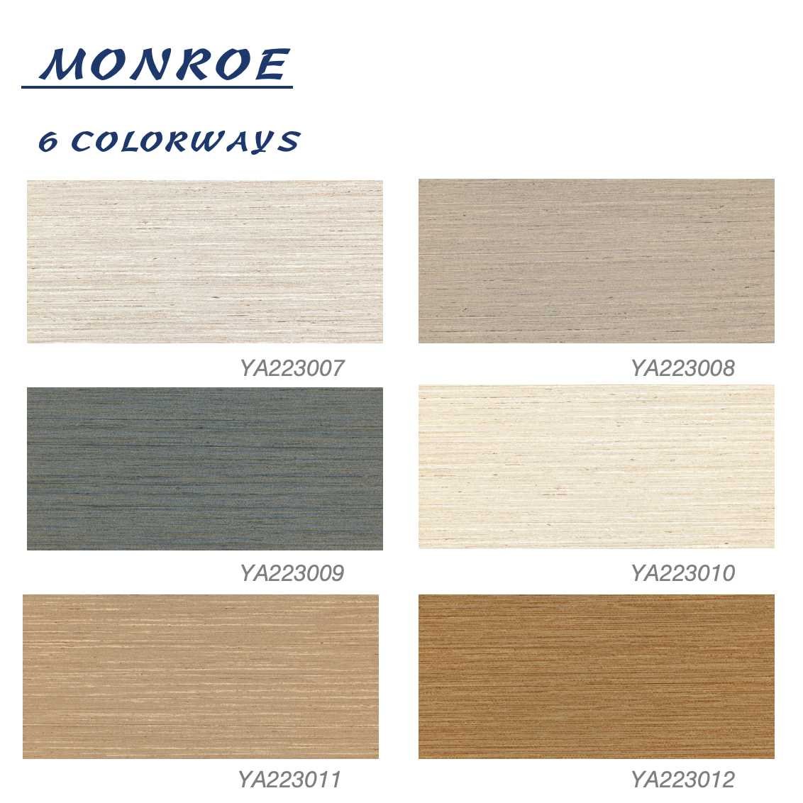 MONROE - 2024 New Fireproof Natural Textured Fabric Backed PVC Vinyl Interior Wallpaper Wall covering For Hotel