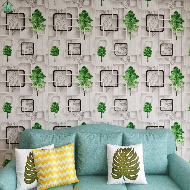 Newly top rated green tree self adhesive wall paper textured 3d square wallpaper roll designs