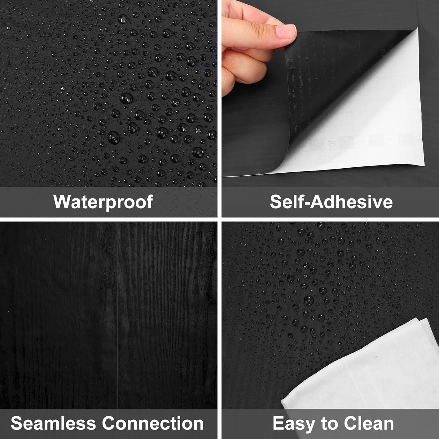 ORON Factory Price Black wall paper peel and stick wallpaper 3D Self Adhesive wood textured sticker for wall decor