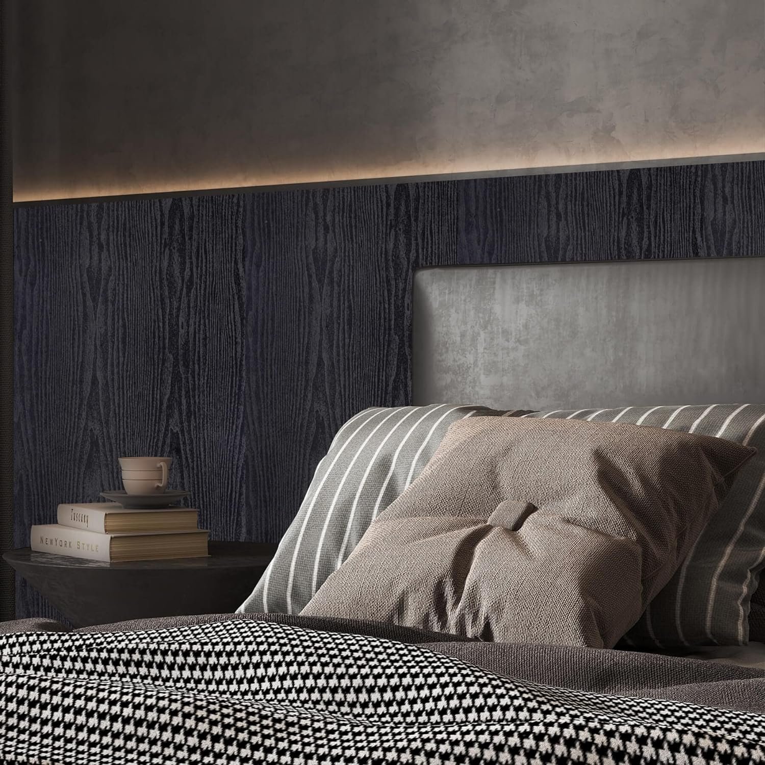 ORON Factory Price Black wall paper peel and stick wallpaper 3D Self Adhesive wood textured sticker for wall decor