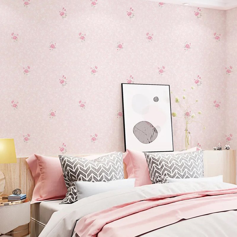 Non woven wallpaper flower bedroom home decoration brushing water Self adhesive wallpaper