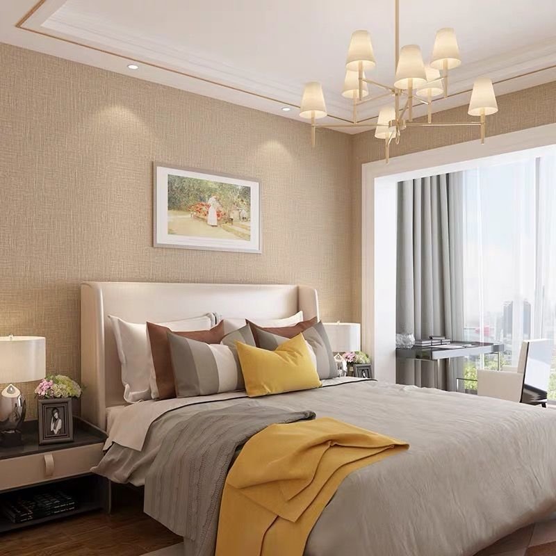 Bedroom Linen Wall Paper Embossed Print Self Adhesive Linen Textured Paper Roll