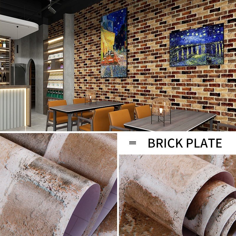 Black red white color brick wallpaper Peel off 3d brick wall paper sticker retro brick wall paper wall covering