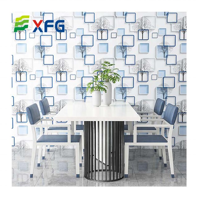 Chinese wallpaper mural embossed adhesive paper waterproof floral blue wallpaper rolls for home bedroom decoration