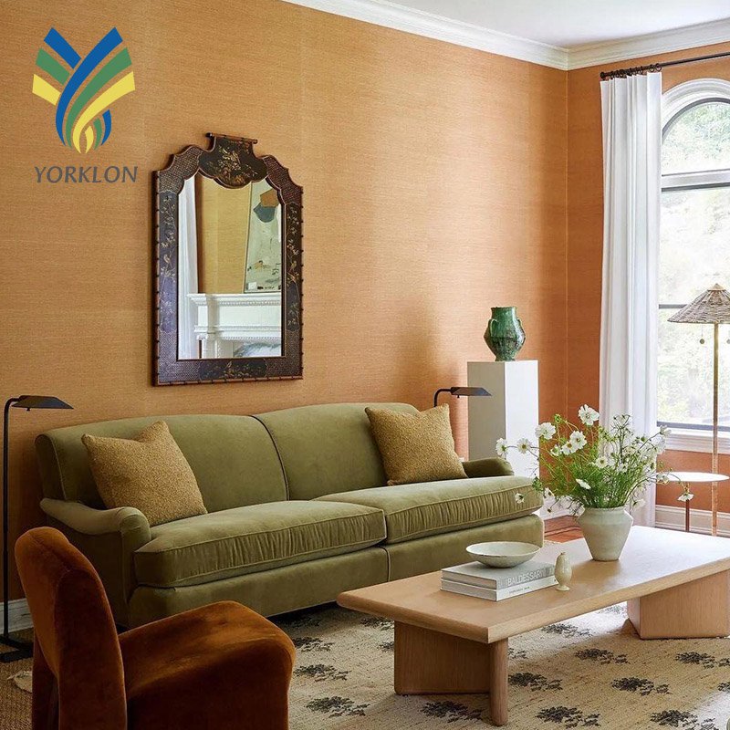 N168 Customized Luxury Home Hotel Decoration Sisal Silk Cotton Cork Linen Wall Paper Weave Natural Grasscloth Wallpaper Rolls