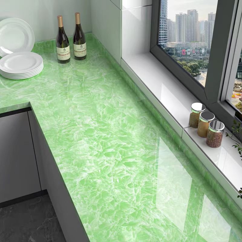 Green Glossy Waterproof Marble Sticker Wallpaper peel and stick Self Adhesive 3D Wallpaper Roll For Kitchen decor