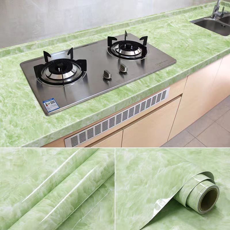 Green Glossy Waterproof Marble Sticker Wallpaper peel and stick Self Adhesive 3D Wallpaper Roll For Kitchen decor