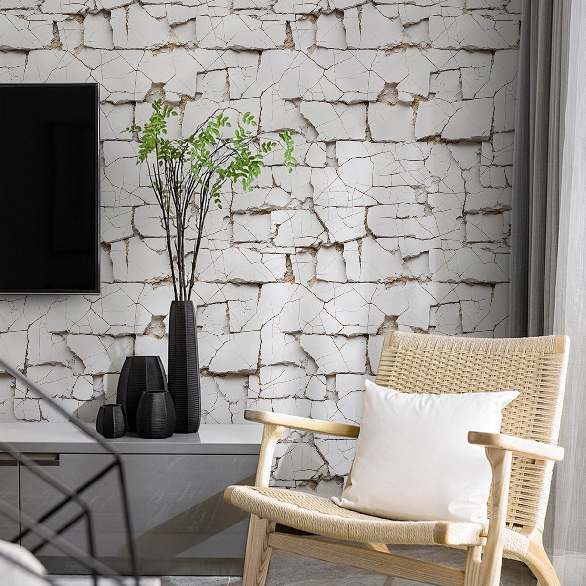hot selling stone wall waterproof oil proof stickers cross-border Refurbished self-adhesive background wall wallpaper