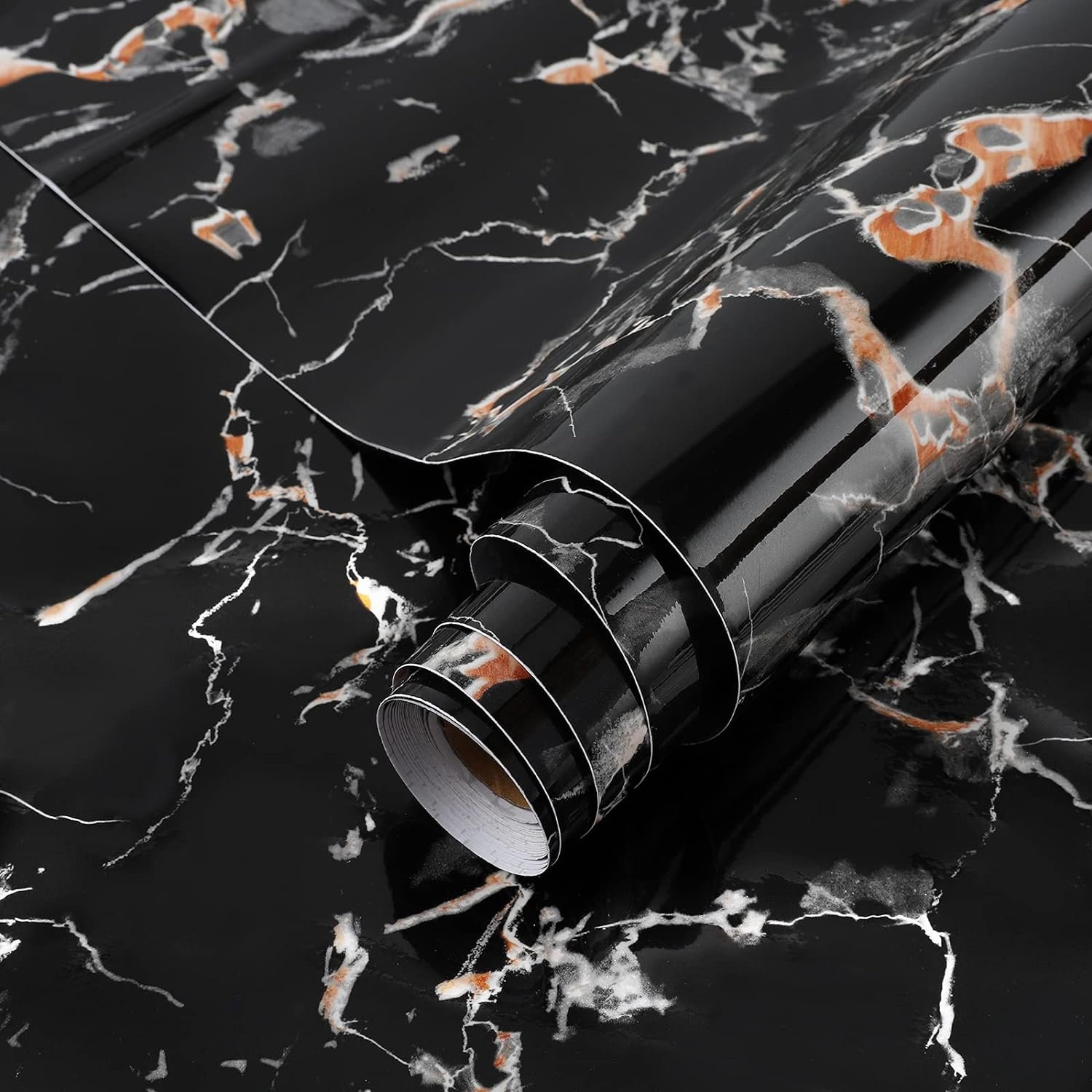 2024 new Black Living Room Wallpaper Furniture Wallpaper Heat Wall Paper Rolls Kitchen Marble Glossy Self Adhesive Sticker