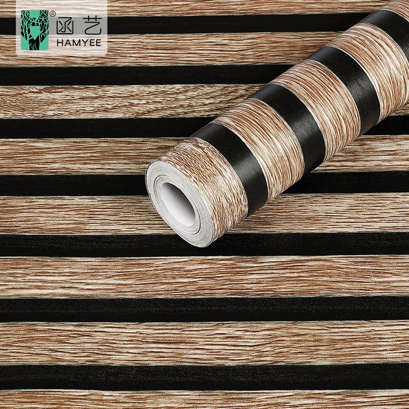 Hamyee new wood grain self-adhesive wallpaper sticker wood stripes wallpaper for wall decoration