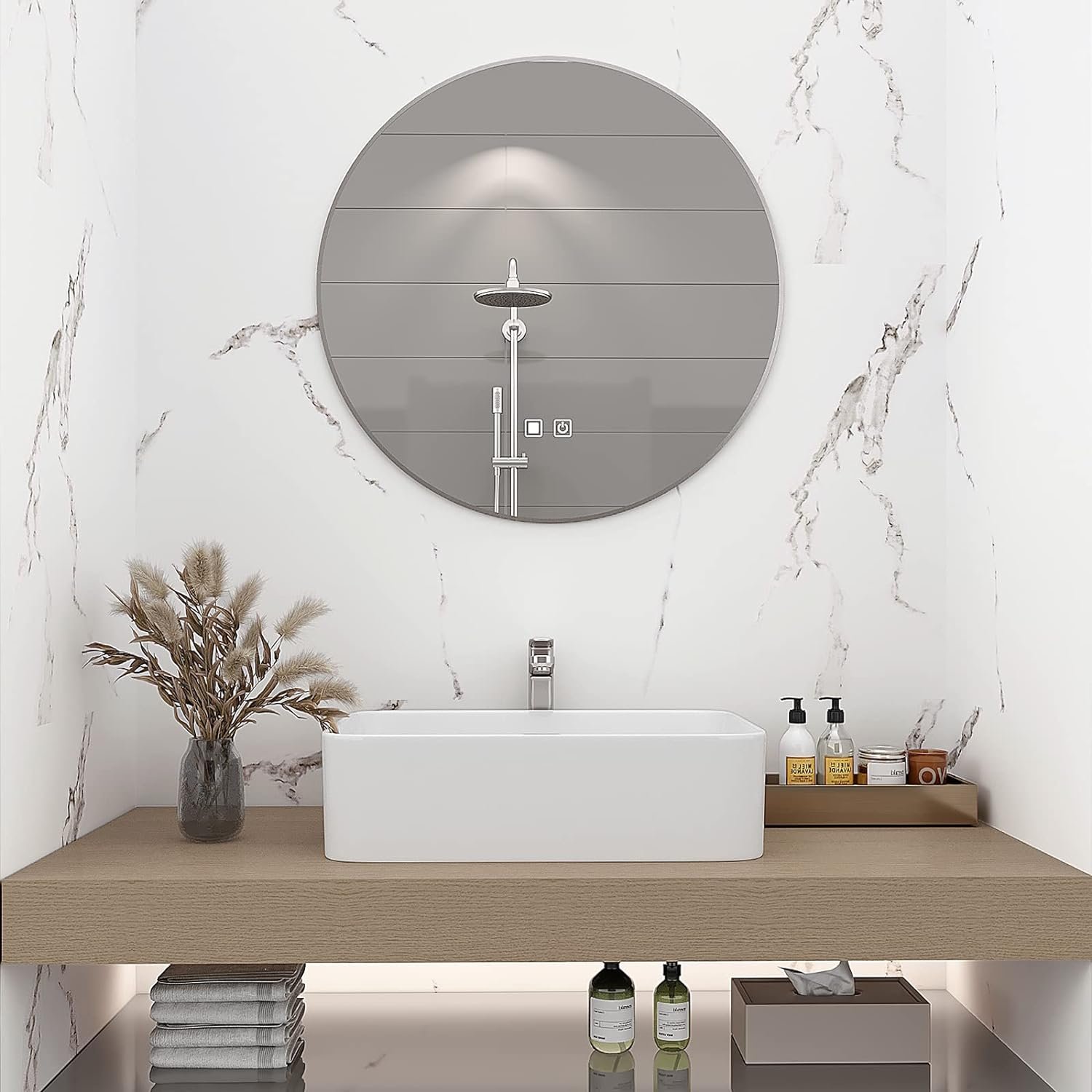 ORON Matte White Marble Contact Paper for Countertops Waterproof Wallpaper Roll Adhesive Marble Stickers for Kitchen