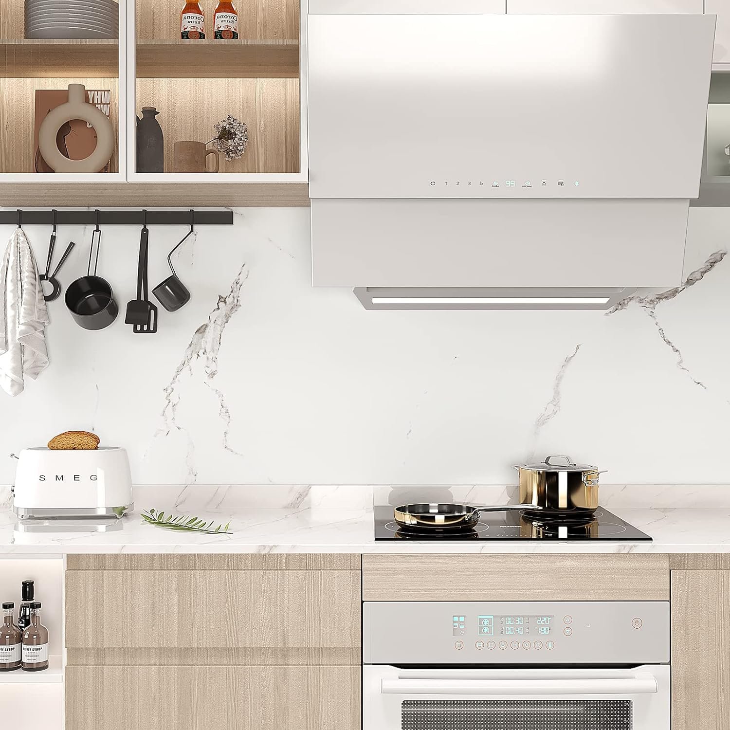 ORON Matte White Marble Contact Paper for Countertops Waterproof Wallpaper Roll Adhesive Marble Stickers for Kitchen