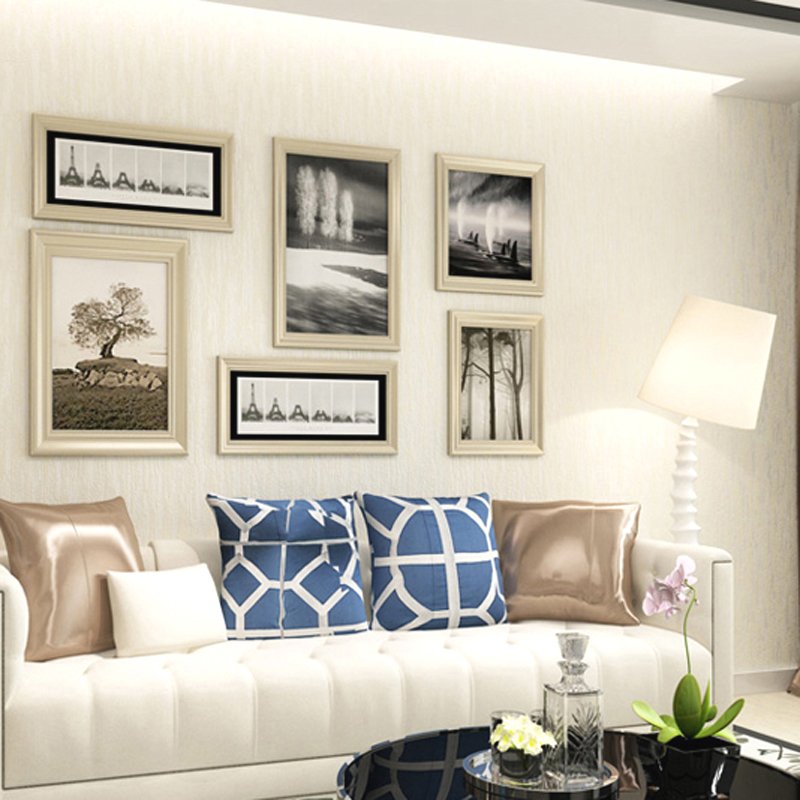 Modern striped non woven wallpaper living room bedroom interior wall decoration hotel beige white solid color wallpaper