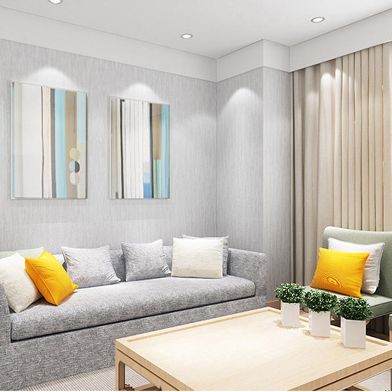 Modern striped non woven wallpaper living room bedroom interior wall decoration hotel beige white solid color wallpaper