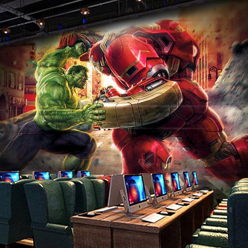 3D Marvel Avengers theme wallpaper Hulk Bar Restaurant wallpaper Internet cafe gym mural