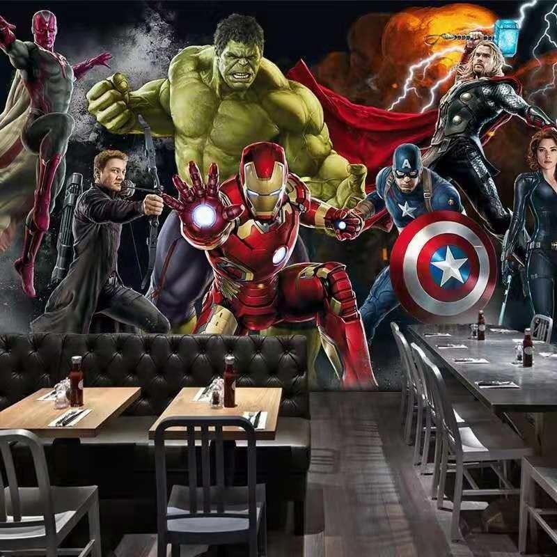 3D Marvel Avengers theme wallpaper Hulk Bar Restaurant wallpaper Internet cafe gym mural