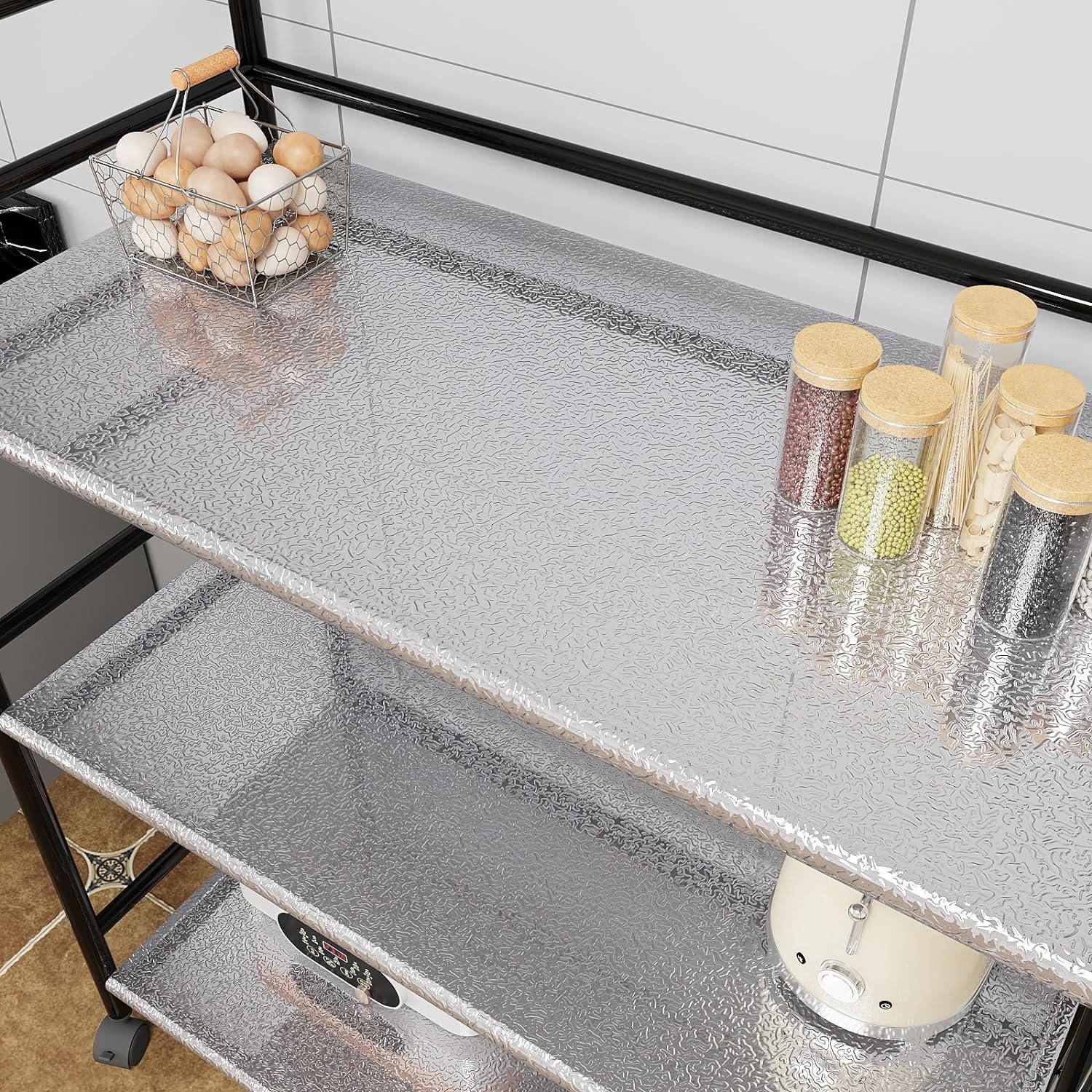 ORON Silver Kitchen Backsplash Wallpaper Stickers Peel and Stick Aluminum Foil Contact Paper Adhesive Oil-Proof Wall Sticker