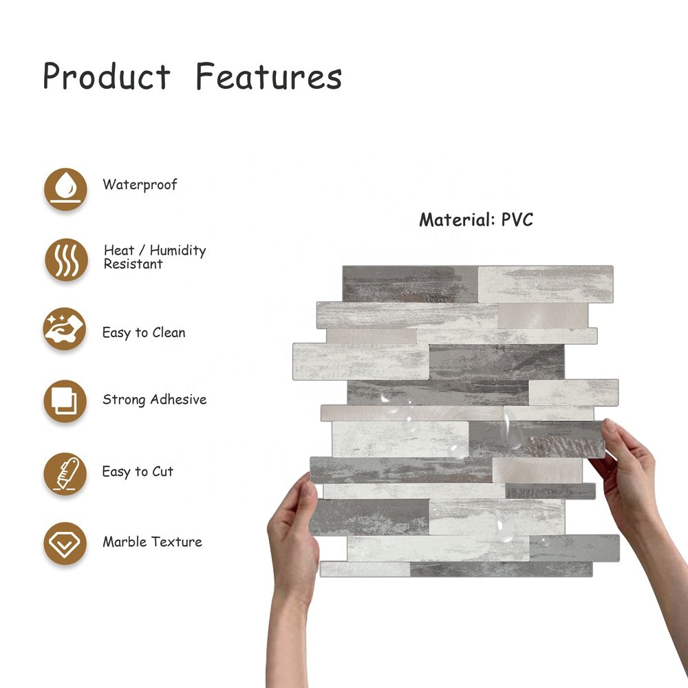 Factory Supply Modern 3D Brick 4mm PVC Self-Adhesive Wallpaper Waterproof Stone Wall Peel and Stick Tiles for Home&Bedroom