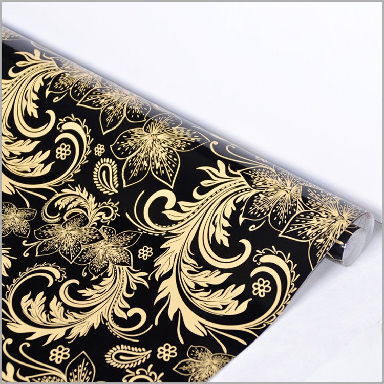 New luxury black pattern waterproof self adhesive PVC wallpaper 3d
