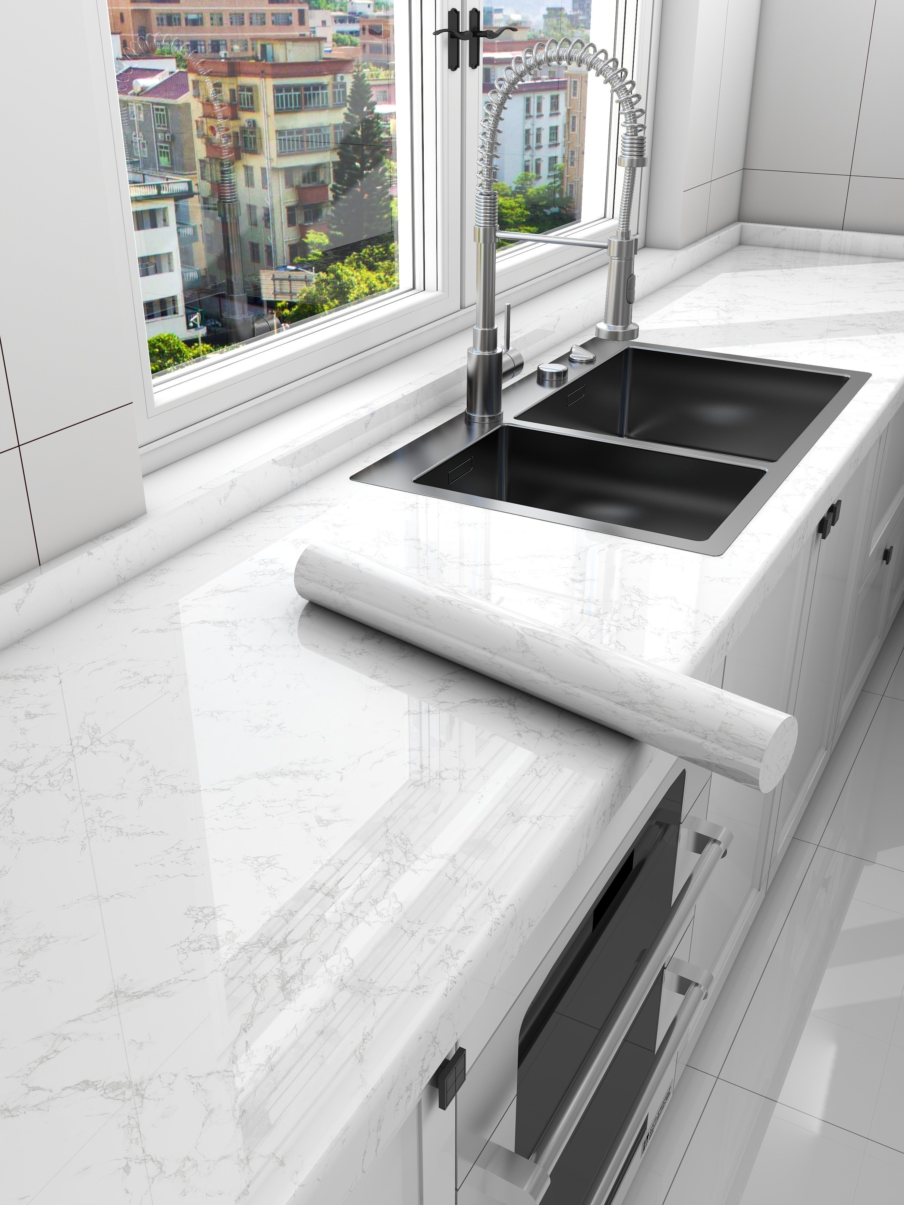 Self adhesive Alternative Marble Wallpaper interior decor wall paper roll for Bathroom Wall Decor Waterproof and Easy to Install
