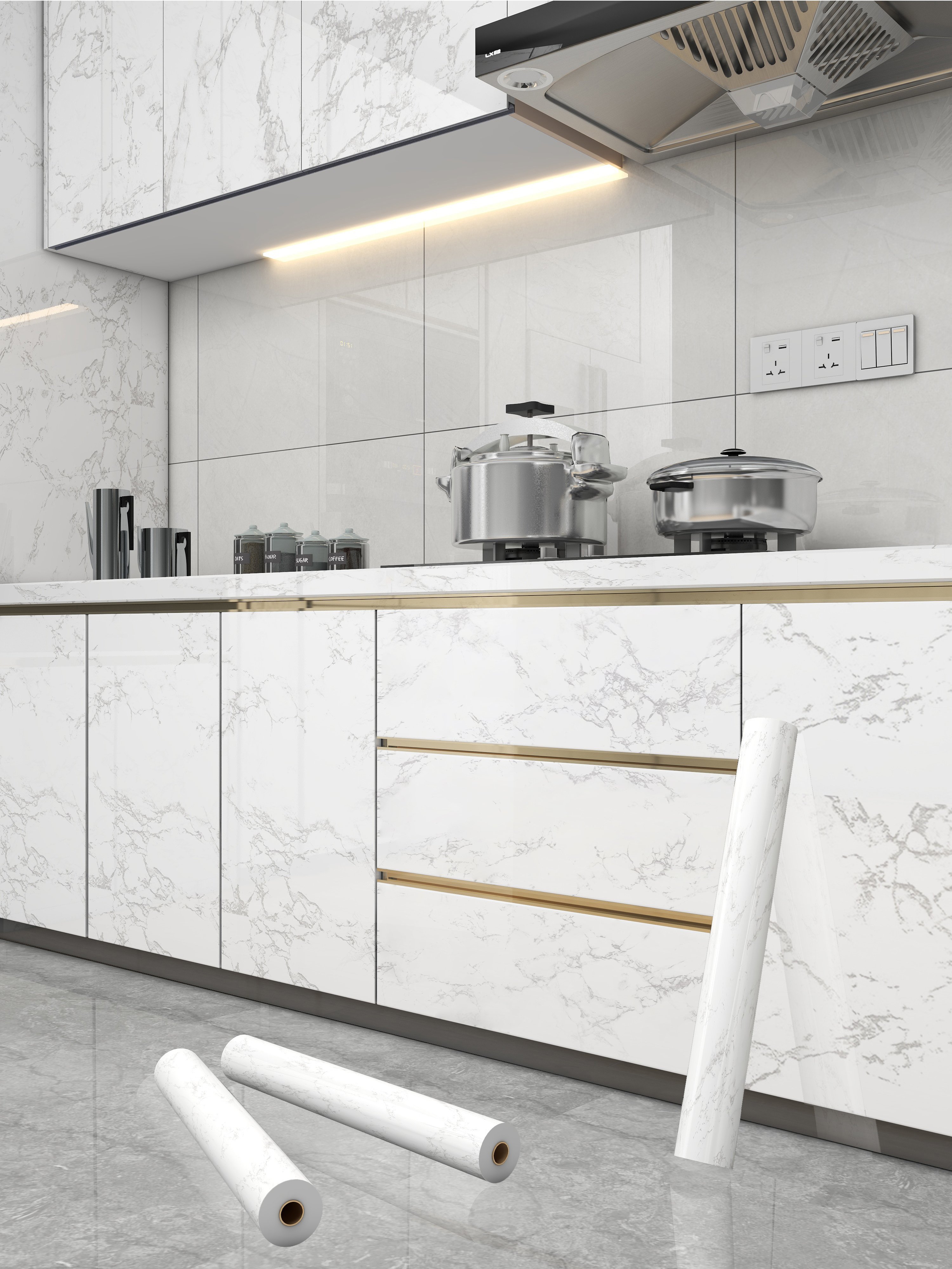Self adhesive Alternative Marble Wallpaper interior decor wall paper roll for Bathroom Wall Decor Waterproof and Easy to Install