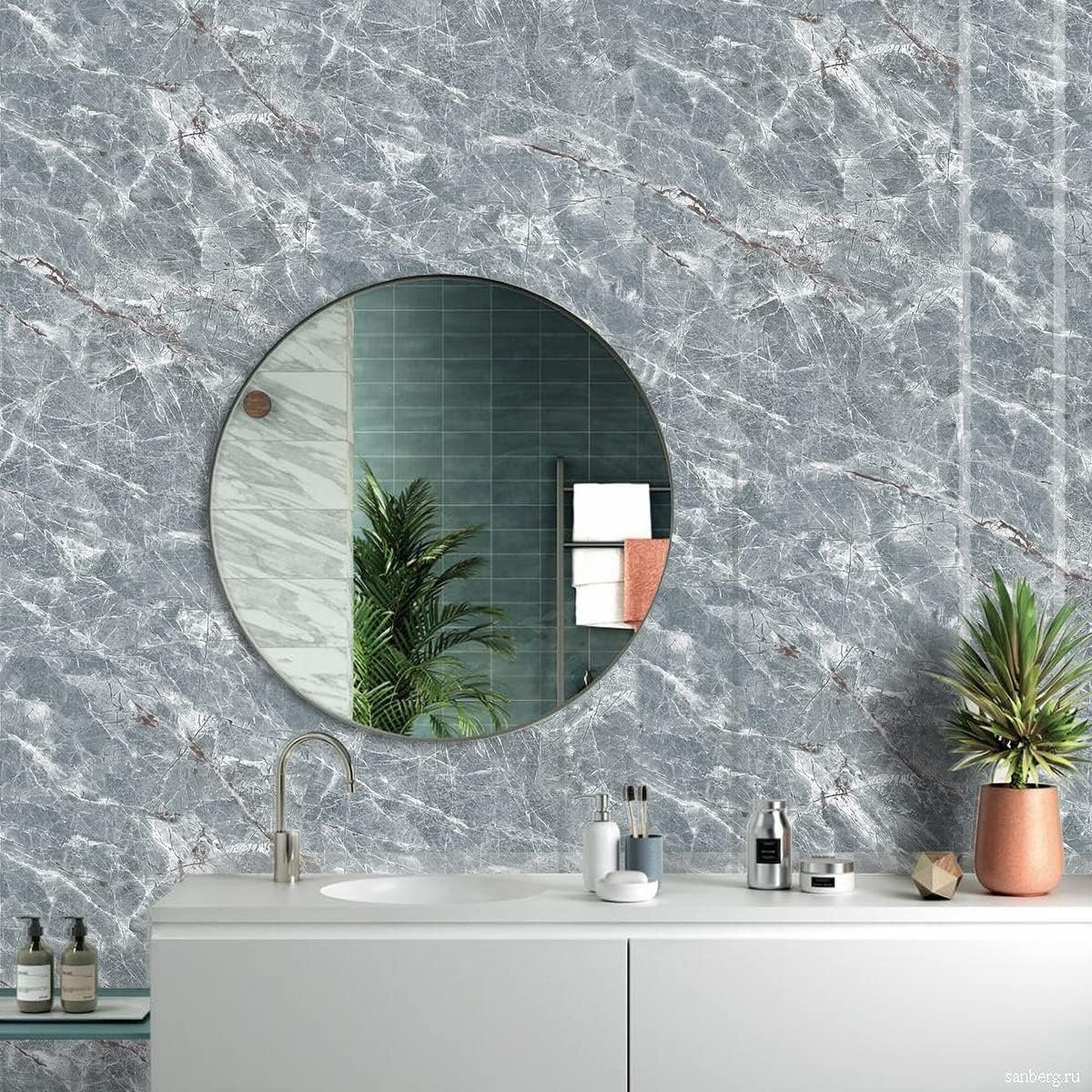 ORON High Glossy Marble Kitchen Wall paper Peel And Stick Self Adhesive 3D Marble Wallpaper Rolls For Wall decor
