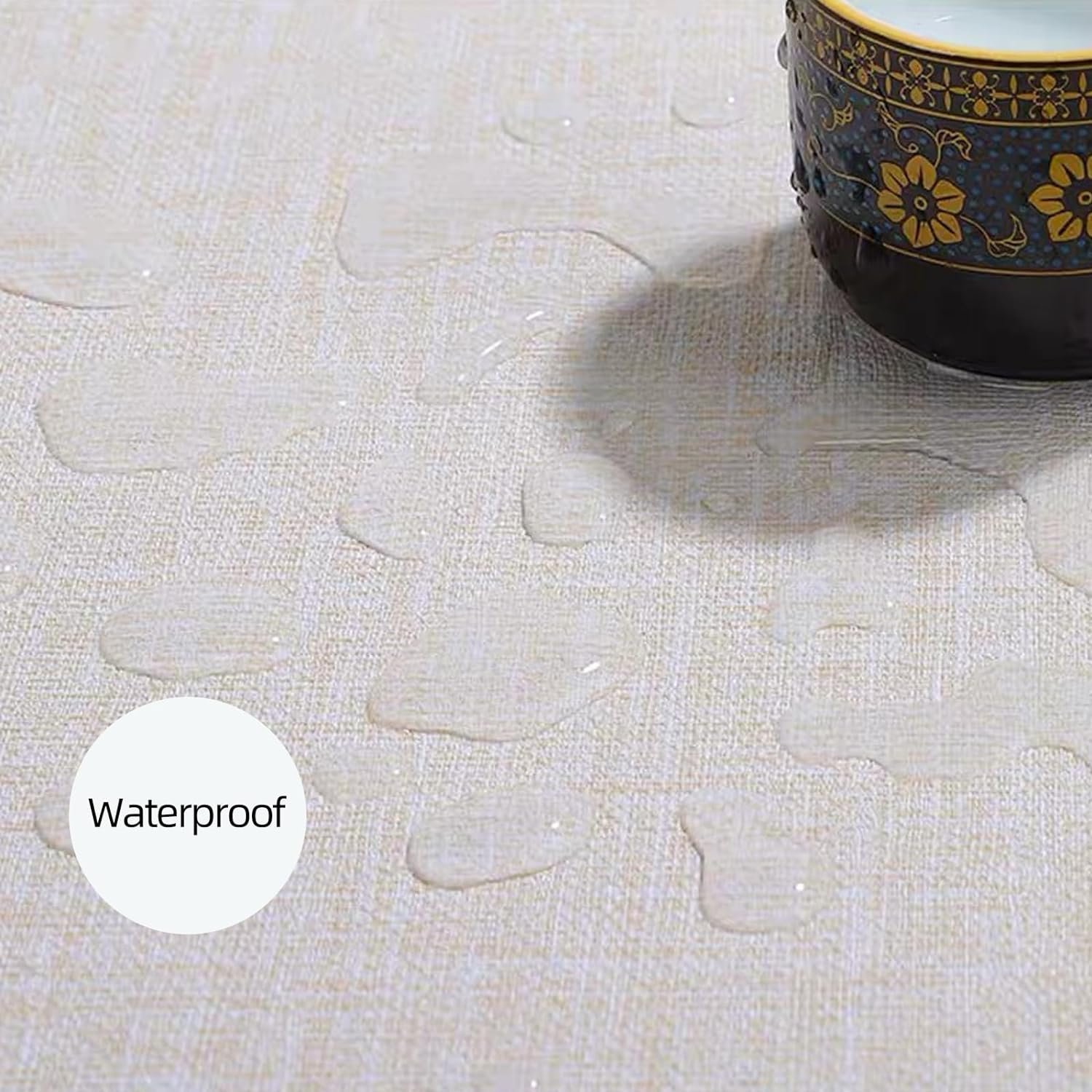 ORON DECO Beige Waterproof Peel & Stick Self-Adhesive Wallpaper Textured Fabric Linen Wall Paper Vinyl for Cabinets & Furniture