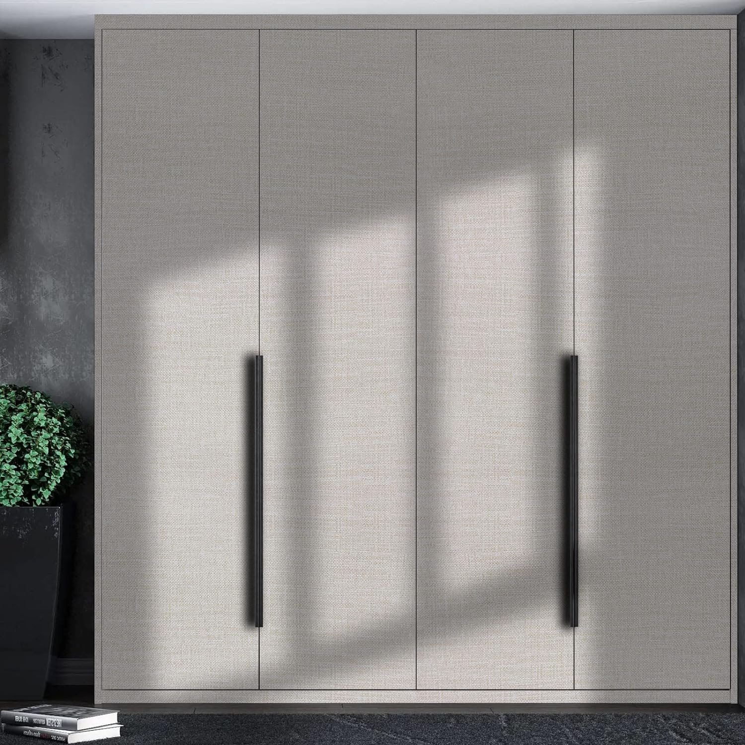ORON DECO Beige Waterproof Peel & Stick Self-Adhesive Wallpaper Textured Fabric Linen Wall Paper Vinyl for Cabinets & Furniture