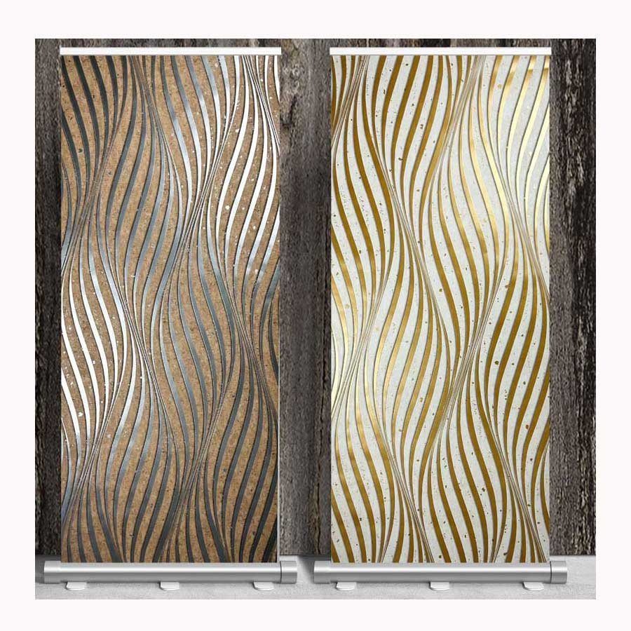 2023 New Living Room Vinyl Wallpaper Home Decoration 3D Glod and Black Wave Stripe Wall Paper