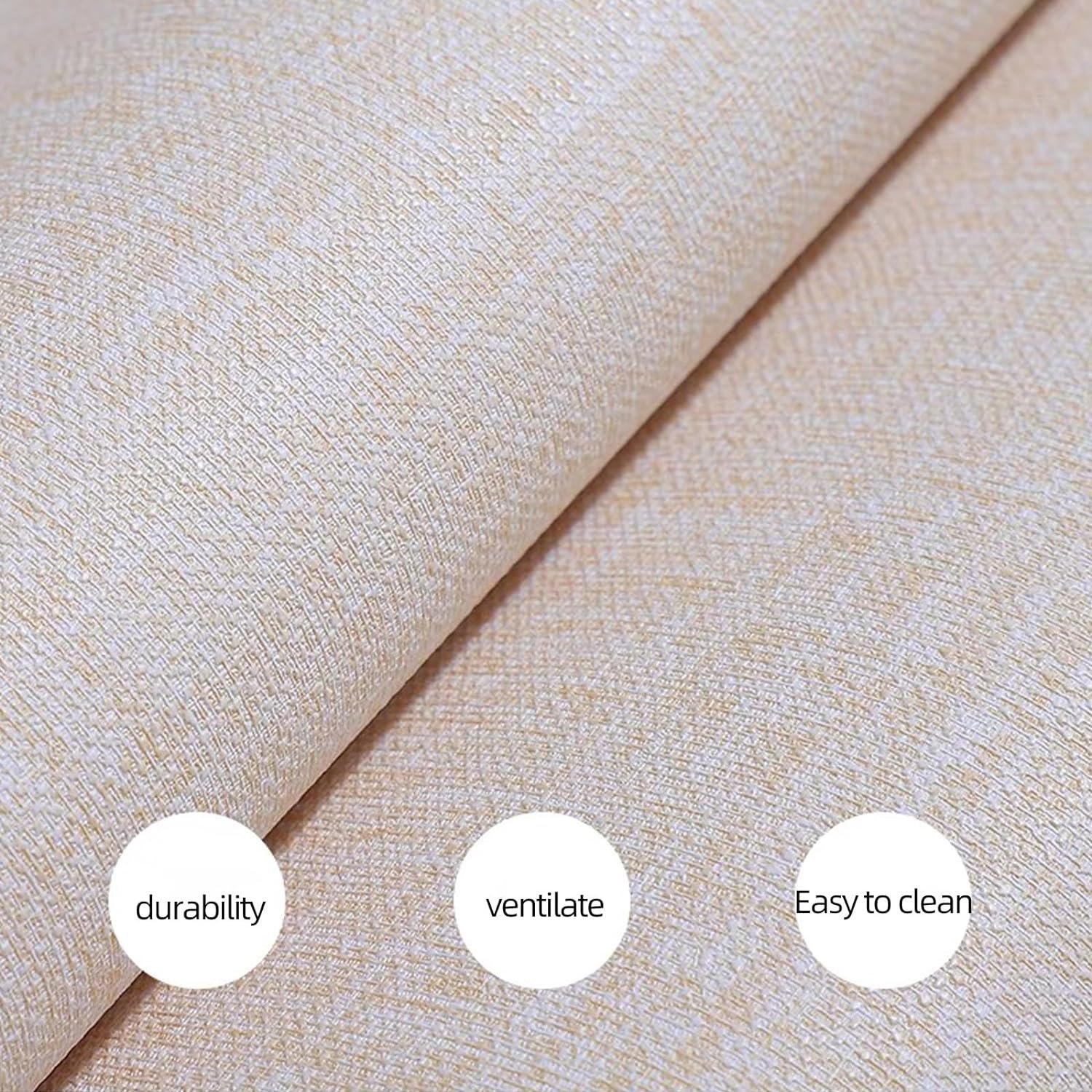 ORON Modern Peel and Stick Removable 3D Vinyl Self Adhesive Linen Textured Fabric Wallpaper For Wall decor Living Room