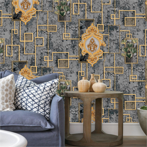 Classical style floral 3D mural high quality pvc vinyl wall paper rolls