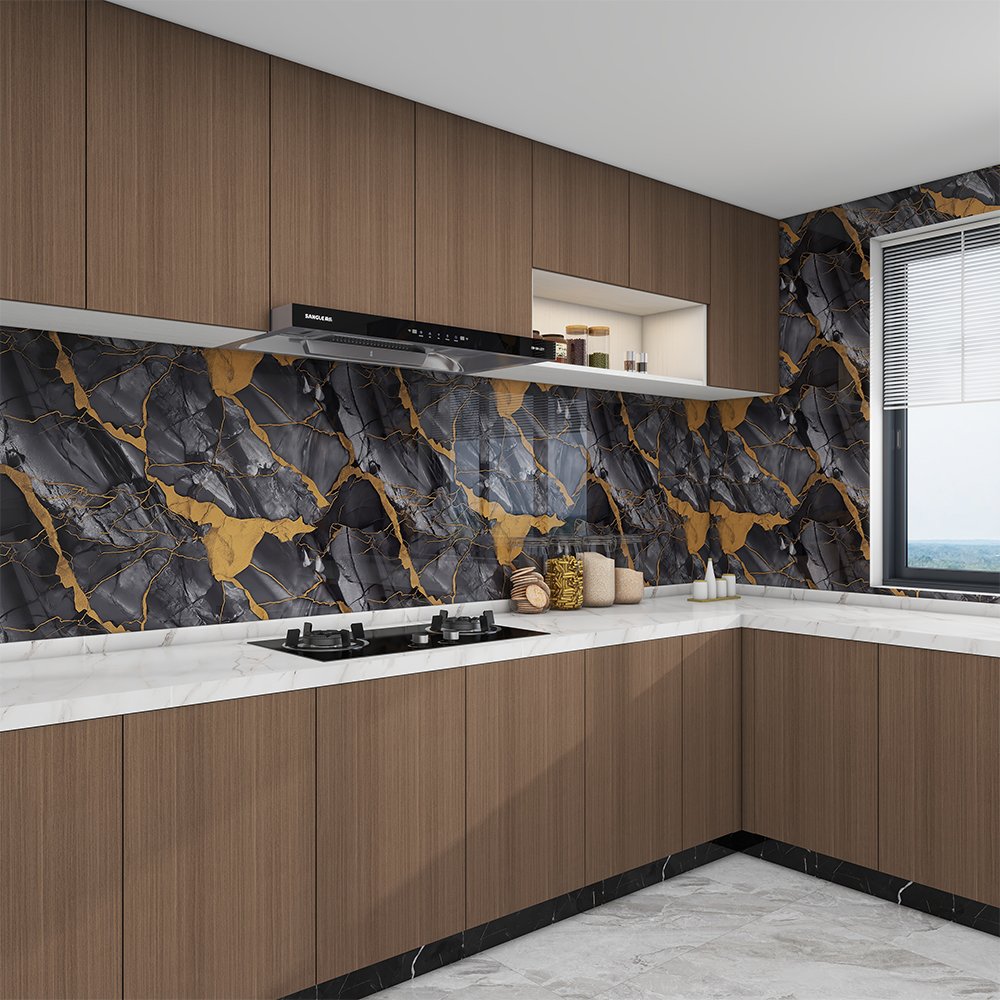 Modern 3D PE Foam Wallpaper Roll Easy-to-Clean Waterproof Geometric Design for Kitchen Wall Decor