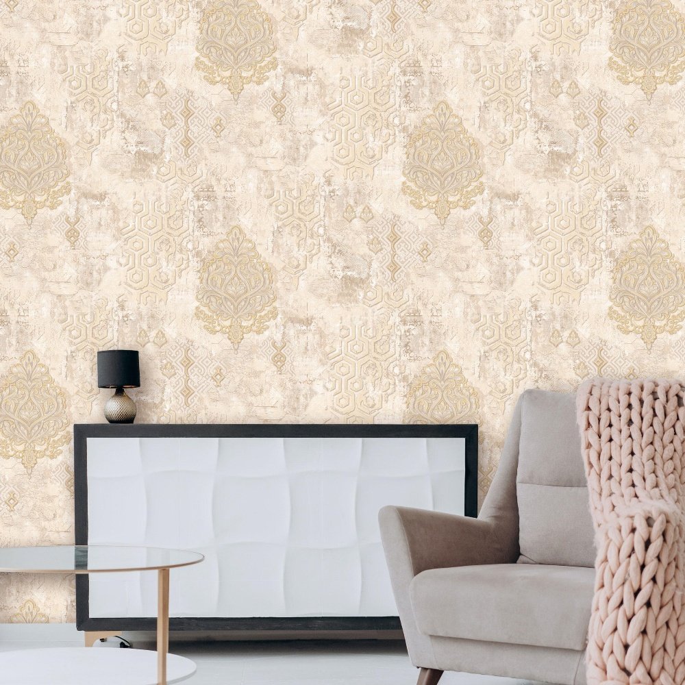 Classic European retro 3d three-dimensional Antique European flower dark background damask wallpaper