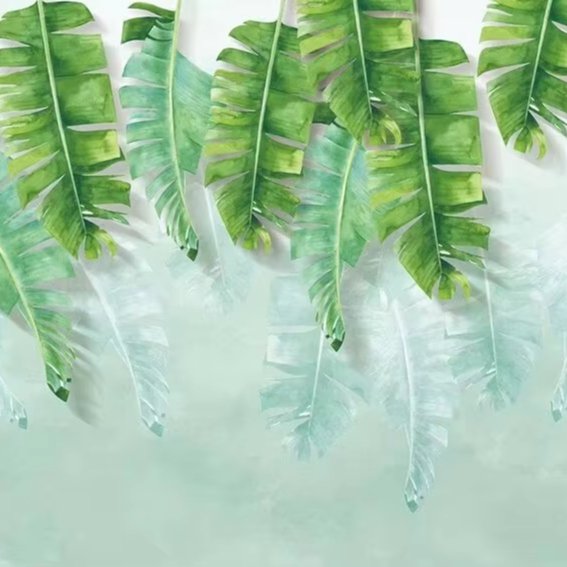 Customized fresh green leafy plant wall decoration wallpaper wall cloth