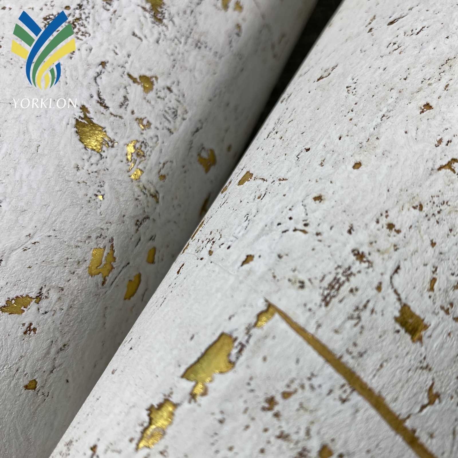 Custom 3D Waterproof Gold White Natural Wooden Texture Roll Wall Paper Forest Trees Metallic Cork Mural Wallpaper